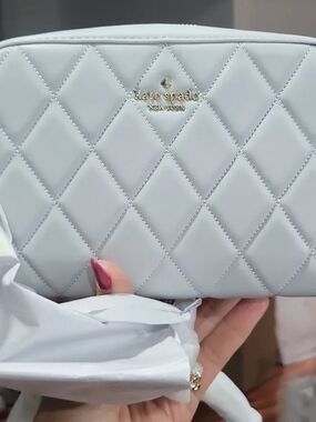 Kate spade Quilted Pale Blue Crossbody with Gold Logo